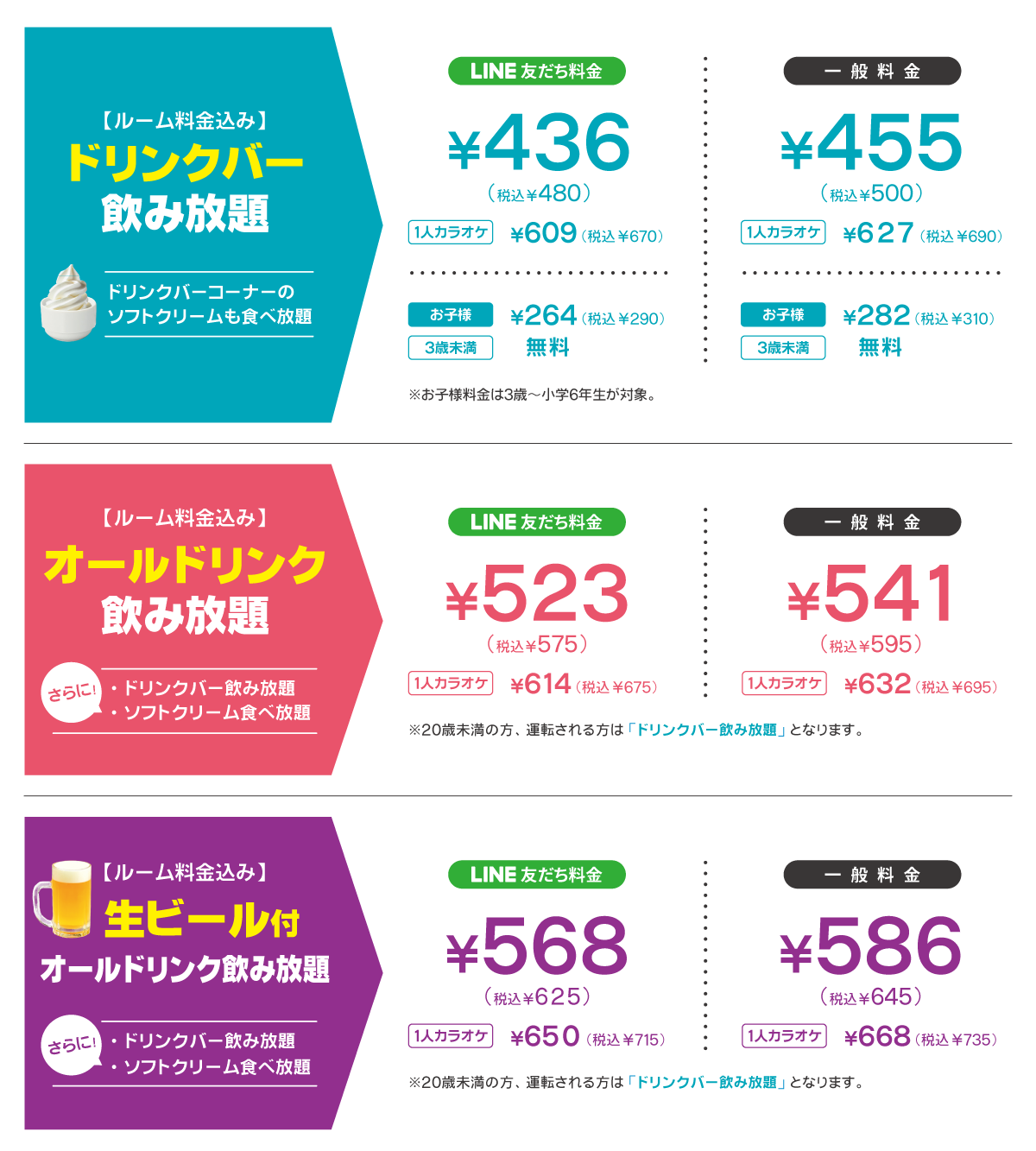 週末夜カラオケ料金表